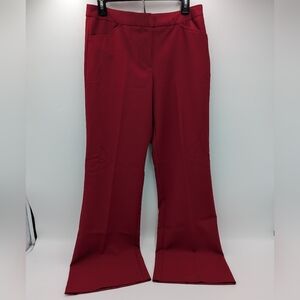 Nicole Miller Straight Leg Trousers Pants 8 Career Professional Red Workwear Zip